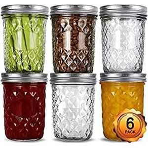 VERONES 6 Pack 16 oz Wide Mouth Mason Jars with Lids and Bands